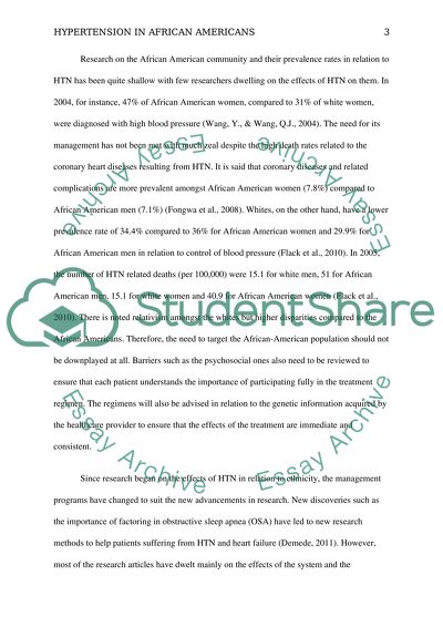 The Analysis of the Hypertension in African Americans