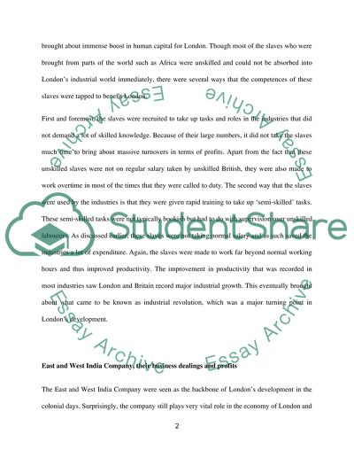 What role did colonial trade play in the development of London