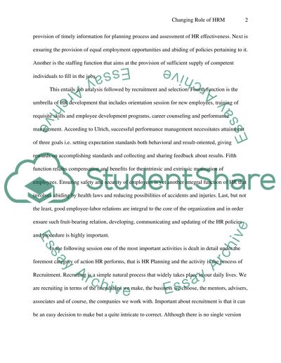 Changing Role of HRM