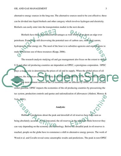 Internal and External Environments for the Oil and Gas Management