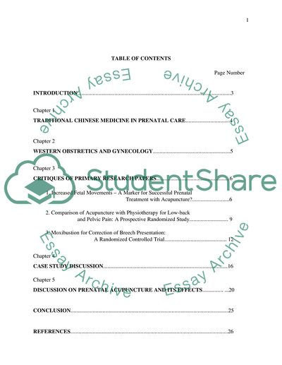 Prenatal Acupuncture and Its Effects