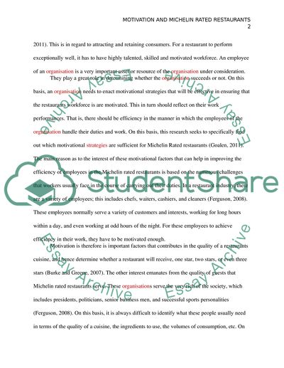 Motivation and Michelin Rated Restaurants