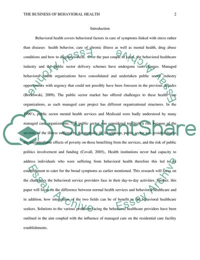 The Business of Behavioral Health