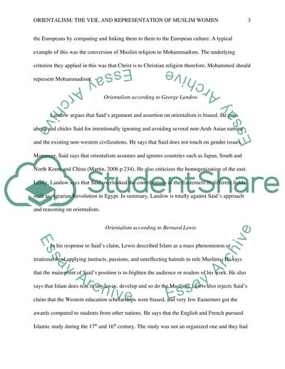 Orientalism, the Veil and Representations of Muslim Women