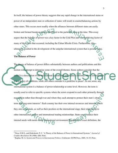 The Balance of Power during the Cold War