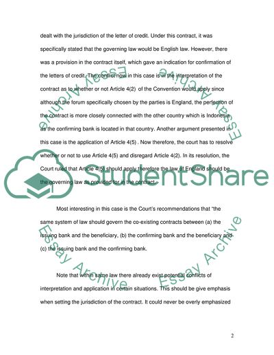 Jurisdiction In The Case Of a Bank About To Enter Into a Loan Agreement with A Foreign Company