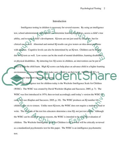 Wechsler Intelligence Scale for Children