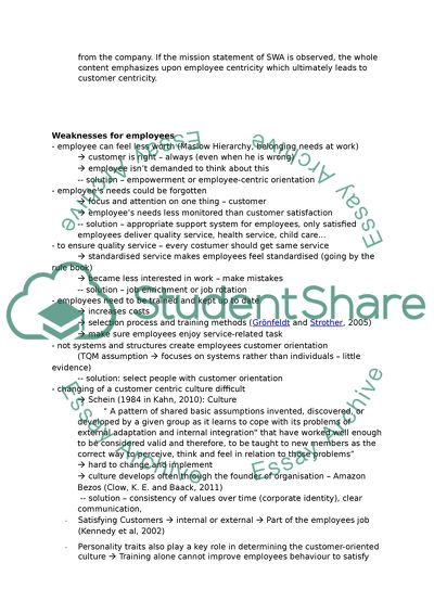 Strengths and Weaknesses of customer-centric culture