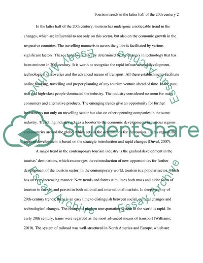 Tourism Trends in the Latter Half of the 20th Century