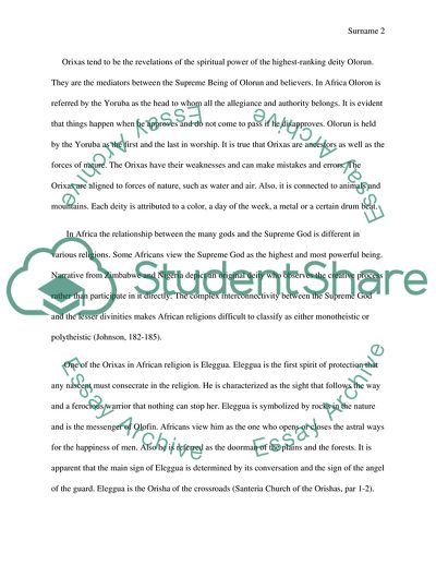 Five Orixas in African Religion