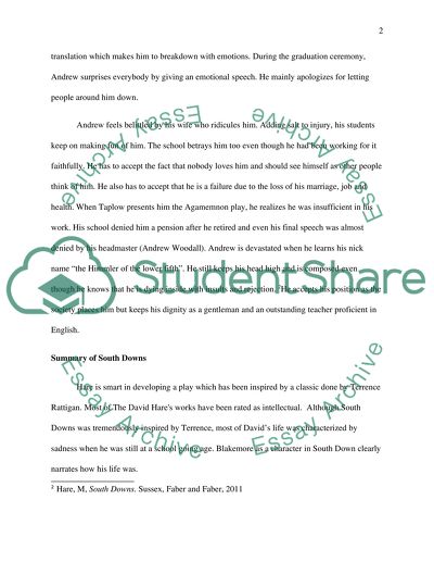 Comparsions between the Common Themes in South Downs and The Browning Version