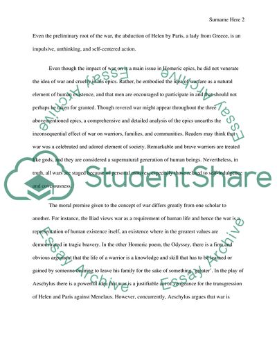 Human Existence and War - the Homeric Poems and Aeschylus Oresteia