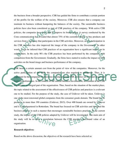 A Correlation between the CSR Practices and Brand Value of Unilever