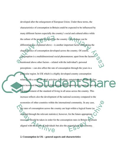 The Development of Consumption across the UK