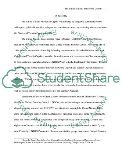 The United Nations Peacekeeping Force in Cyprus