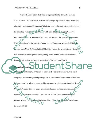 Promotional Practice of Microsoft Corporation