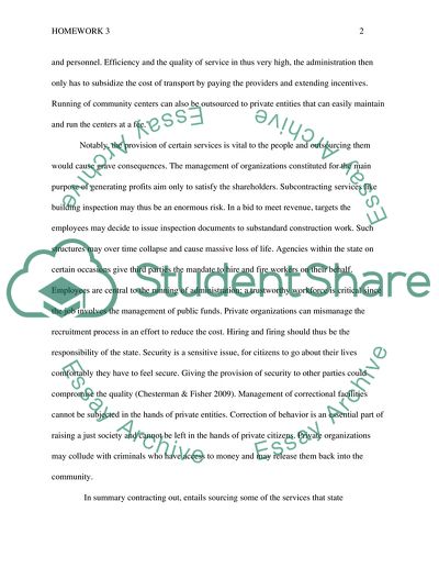 Provision of Services to the Public: Contracting Out