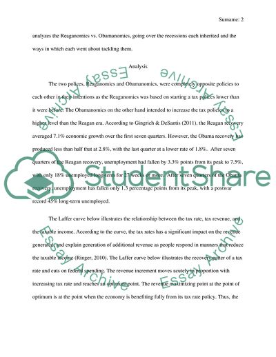 Analysis of Economic Policies: Reaganomics versus Obamanomics