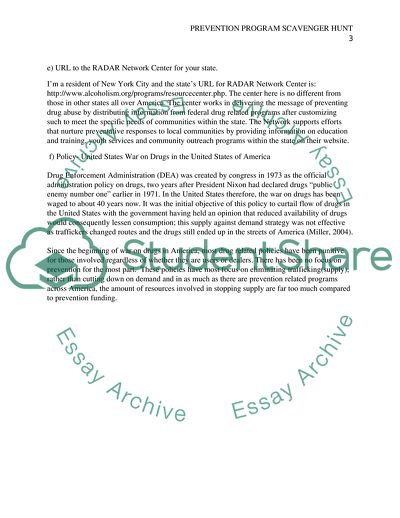 Prevention Program Scavenger Hunt