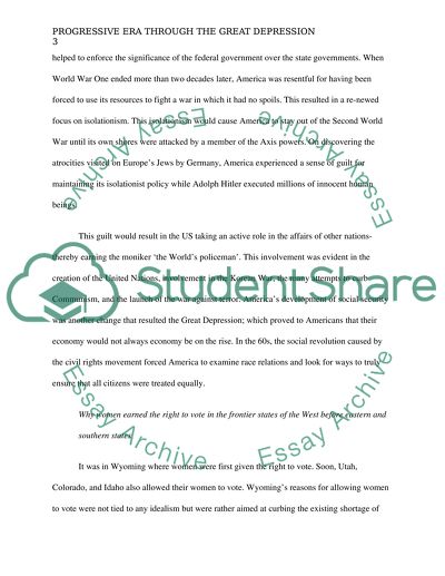 Progressive Era through the Great Depression