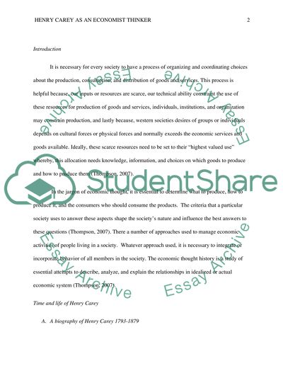 Henry Carey as an Economic Thinker