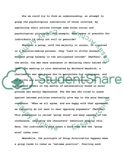 Social and Psychological Theories in the depiction of the Wannsee meeting in the film Conspiracy