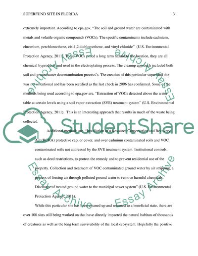 Discuss the details of a particular Superfund site near your home