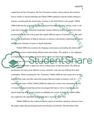 Analysis of Ministry by the Book by Tidball