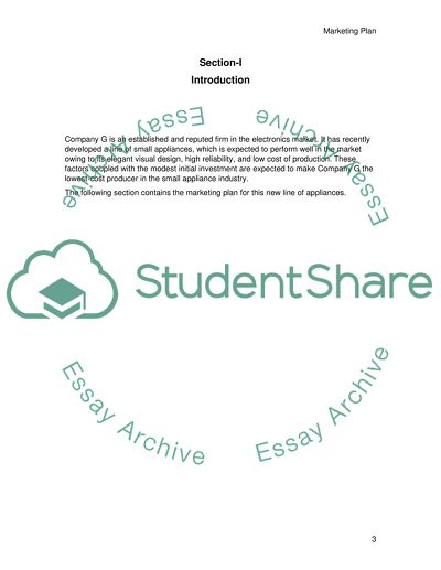 Marketing Plan in Small Appliance Industry