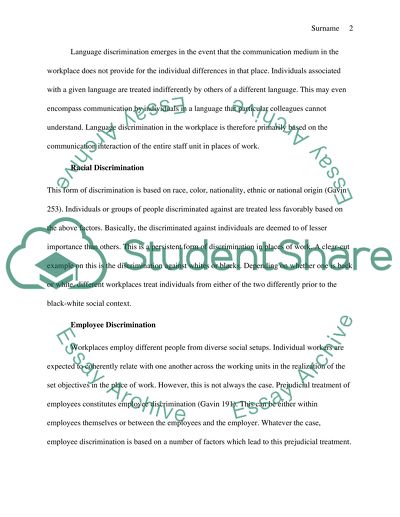 Work place discrimination