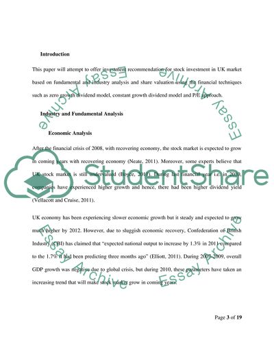 Stock Investment in the UK Market Based on Fundamental and Industry Analysis