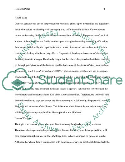 Families Dealing with Diabetes in the Care of Elders