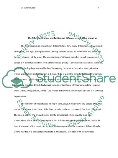 The UK Constitution - Similarities and Differences with Other Countries