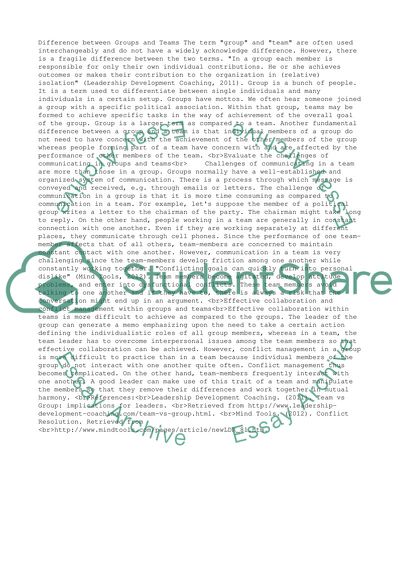 Working Groups and Teams