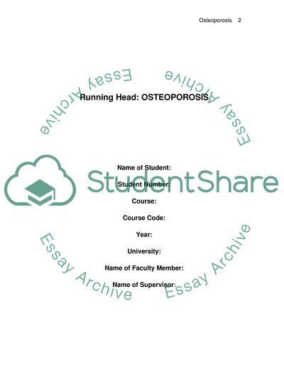 Osteoporosis and its Management