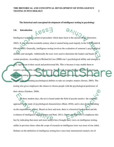 Development of Intellectual Testing in Psychology