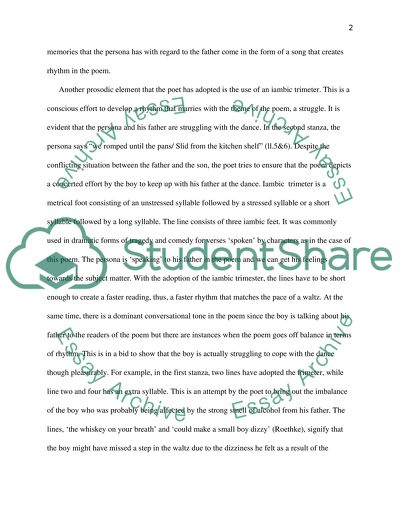 My Papas Waltz: An Analysis of Prosody