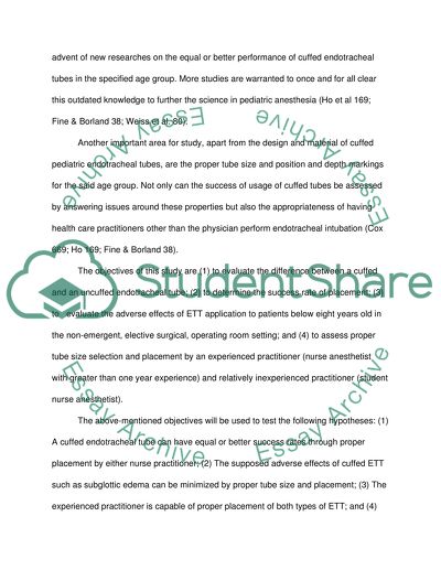 The Effects of Uncuffed Endotracheal Tubes Versus Cuffed Endotracheal Tubes