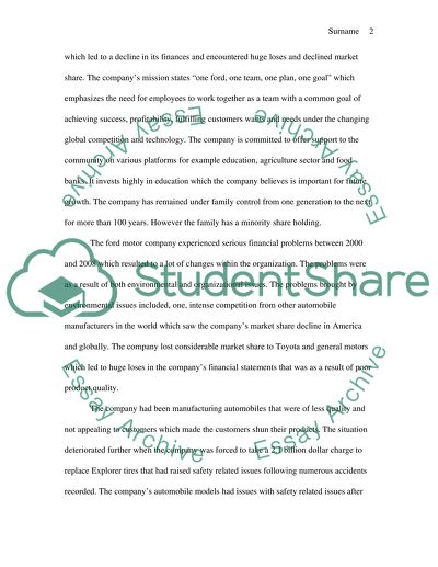 Manufacturers of Automobile: the Ford Motor Company