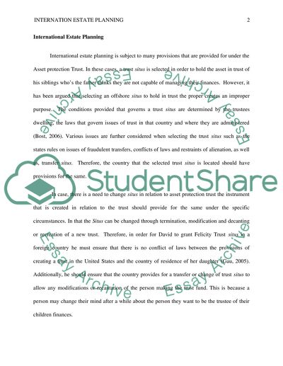 International Estate Planning Discussion Post 7