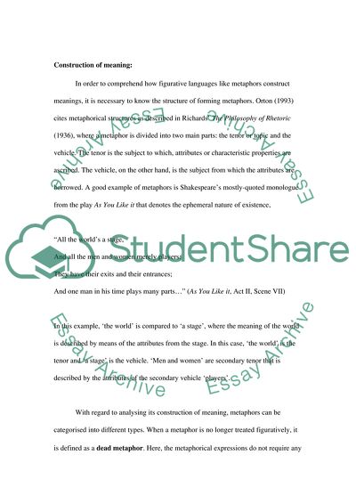 Metaphors: Constructing Meanings