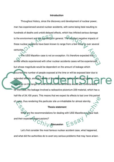 Dealing With USS Mazeltov Nuclear Leak Case