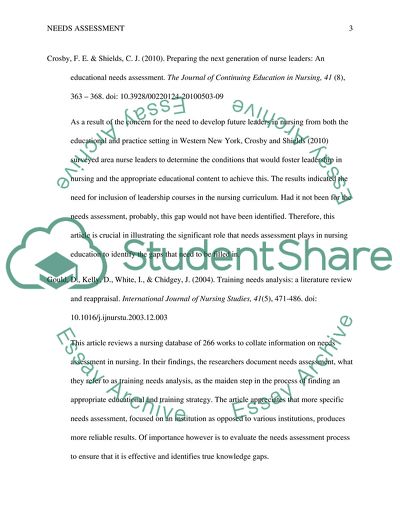 Performing Needs Assessment: an Annotated Bibliography