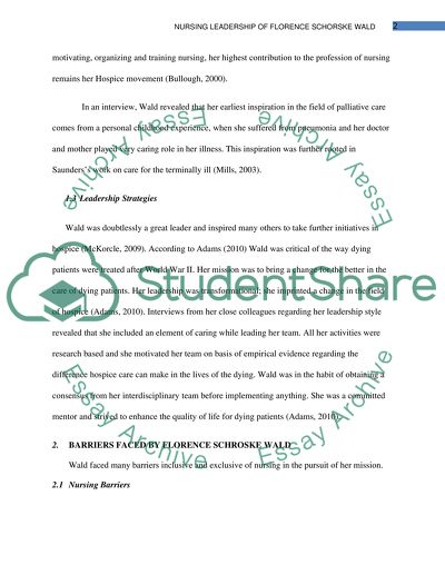 Nursing Leadership of Florence Schorske Wald