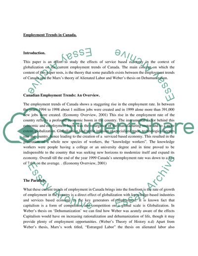 Employment Trends in Canada