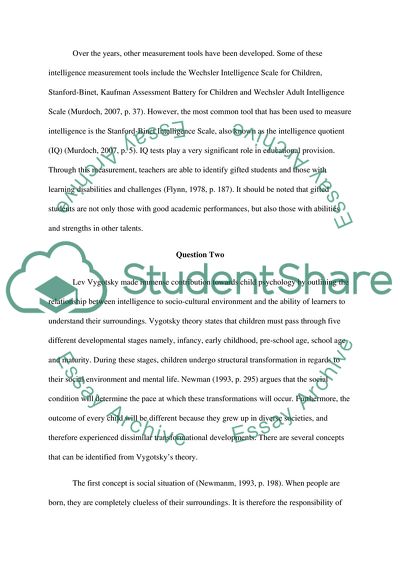Definitions Of Intelligence: Childhood Studies