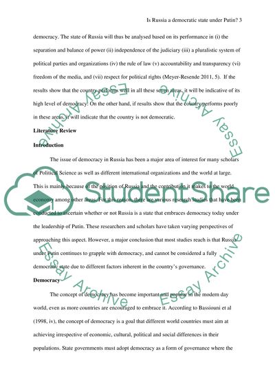 Is Russia a Democratic State under Putin