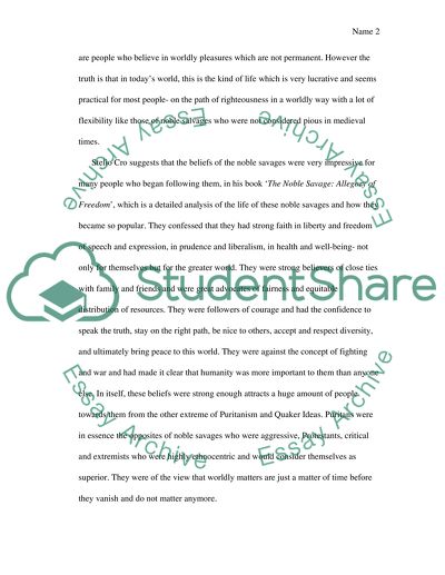 Noble Savages of 18th-20th Century and their relation to Puritan & Quaker ideas about Native Americans