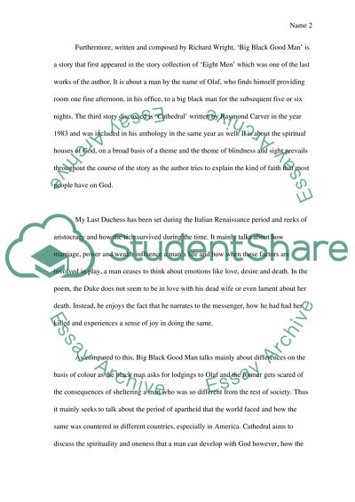 Analysis of Robert Brownings My Last Duchess, Carvers Cathedral and Wrights Big Black Good Man