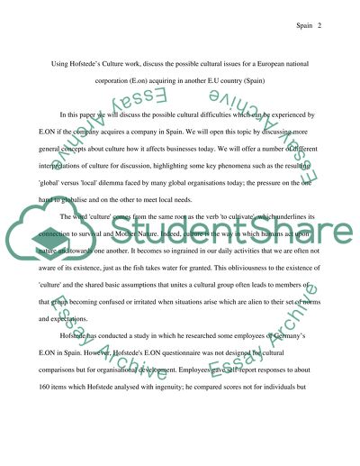 Hofstedes Culture Work